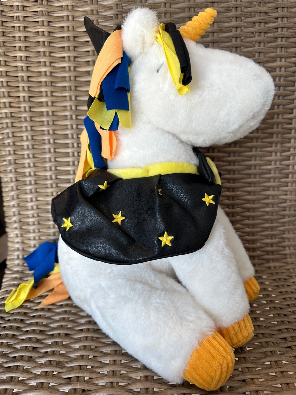 Giggle Scape White Unicorn Witch Costume Plush for Kids - Yellow & Black